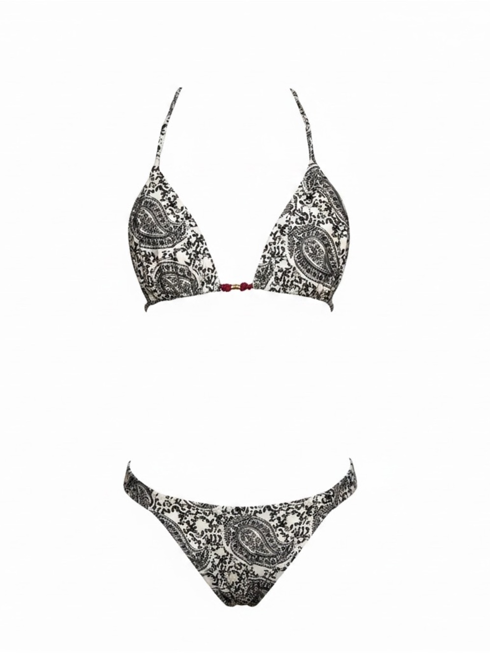 Vix Black and White Paisley Triangle Bikini